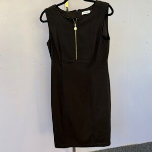 Calvin Klein Black Midi Dress with Gold Accent